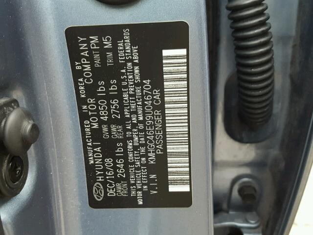 KMHGC46E99U046704 - 2009 HYUNDAI GENESIS 3. BLUE photo 10