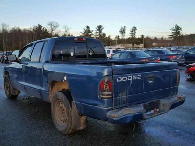 1B7HL2AX61S344908 - 2001 DODGE DAKOTA QUA BLUE photo 3