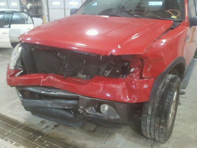 1FTPX04516KB13033 - 2006 FORD F150 RED photo 9