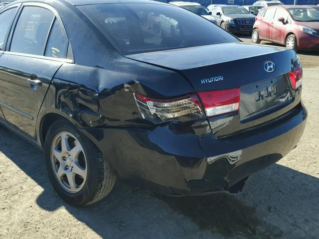 5NPEU46F86H013605 - 2006 HYUNDAI SONATA GLS BLACK photo 9