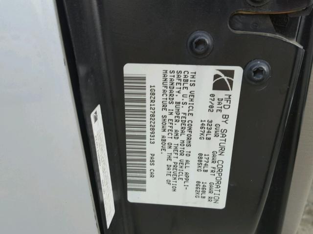 1G8ZR12782Z289313 - 2002 SATURN SC2 SILVER photo 10