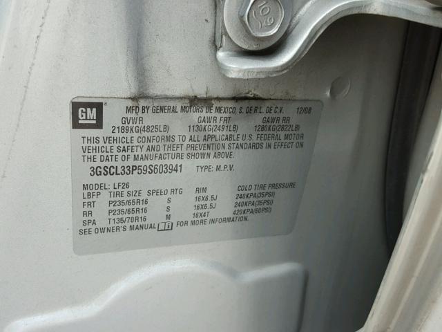 3GSCL33P59S603941 - 2009 SATURN VUE XE GRAY photo 10