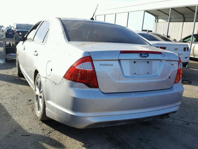 3FAHP0HA3CR109381 - 2012 FORD FUSION SE SILVER photo 3