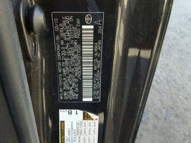 JTKDE3B7XA0317020 - 2010 TOYOTA SCION TC 黑色 照片 10