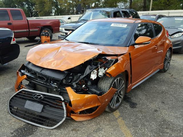 KMHTC6AE1GU270452 - 2016 HYUNDAI VELOSTER T ORANGE photo 2