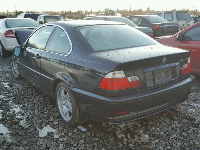 WBABN53432JU26832 - 2002 BMW 330 CI BLACK photo 3