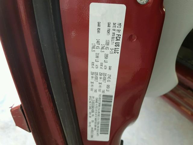 2C4RDGCG8GR146966 - 2016 DODGE GRAND CARA RED photo 10