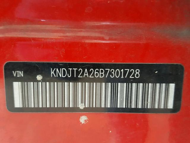 KNDJT2A26B7301728 - 2011 KIA SOUL + RED photo 10