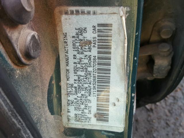 1Y1SK5268TZ070584 - 1996 GEO PRIZM BASE მწვანე ფოტო 10