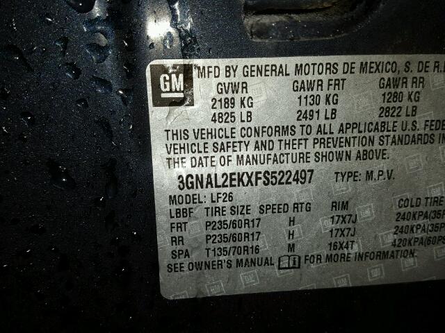 3GNAL2EKXFS522497 - 2015 CHEVROLET CAPTIVA LS 蓝色 照片 10