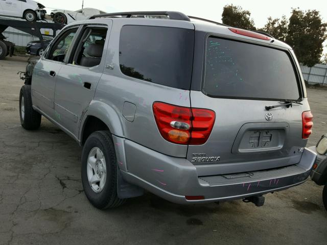 5TDZT34A72S064197 - 2002 TOYOTA SEQUOIA SR SILVER photo 3