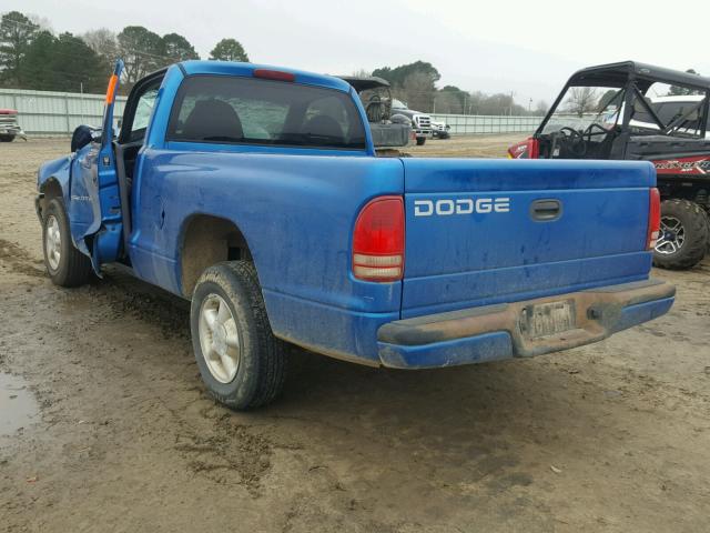 1B7FL26X2WS764821 - 1998 DODGE DAKOTA BLUE photo 3