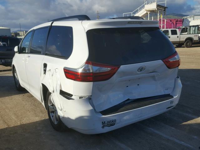 5TDKZ3DC1HS821136 - 2017 TOYOTA SIENNA LE WHITE photo 3