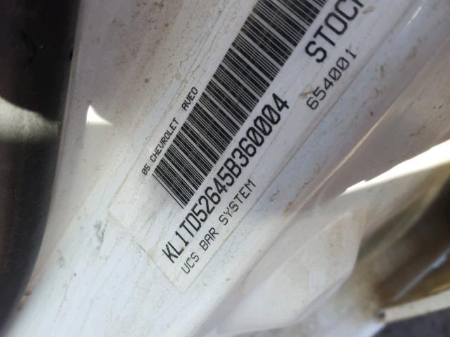 KL1TD52645B360004 - 2005 CHEVROLET AVEO BASE Biały zdjęcie 10