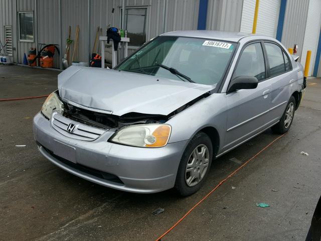 1HGES16542L034776 - 2002 HONDA CIVIC LX SILVER photo 2