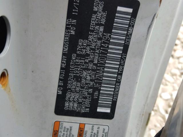 JF1ZNAA1XD1714794 - 2013 TOYOTA SCION FR-S WHITE photo 10