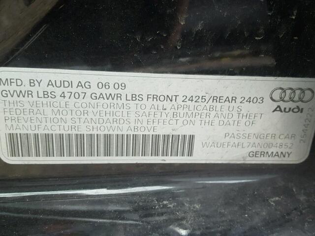 WAUEFAFL7AN004852 - 2010 AUDI A4 PREMIUM BLACK photo 10