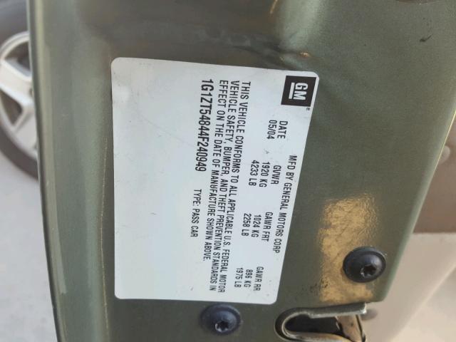 1G1ZT54844F240949 - 2004 CHEVROLET MALIBU LS მწვანე ფოტო 10