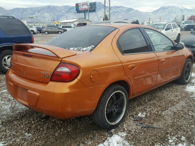 1B3ES56C15D108157 - 2005 DODGE NEON SXT ORANGE photo 4