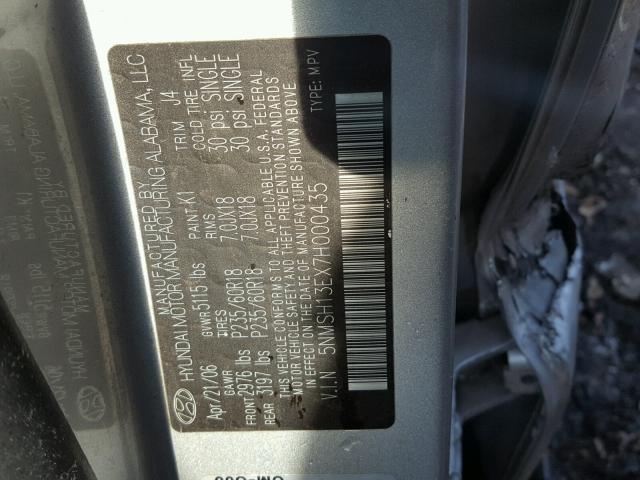 5NMSH13EX7H000435 - 2007 HYUNDAI SANTA FE S Արծաթագույն լուսանկար 10