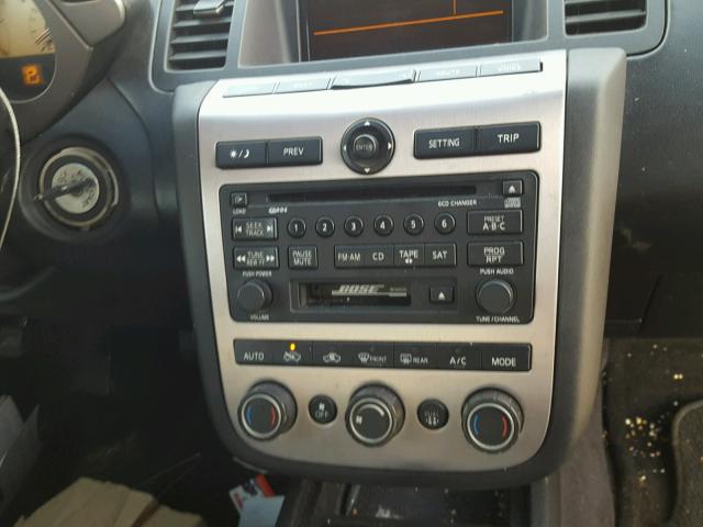 JN8AZ08TX5W304423 - 2005 NISSAN MURANO SL SILVER photo 9