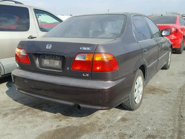 2HGEJ6671YH555428 - 2000 HONDA CIVIC LX MAROON photo 4