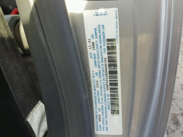 3VWFE21C82M426743 - 2002 VOLKSWAGEN NEW BEETLE 银色 照片 10