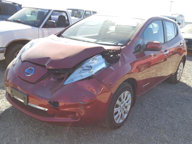 1N4AZ0CP4FC307977 - 2015 NISSAN LEAF S RED photo 2