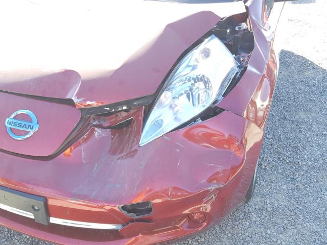 1N4AZ0CP4FC307977 - 2015 NISSAN LEAF S RED photo 9