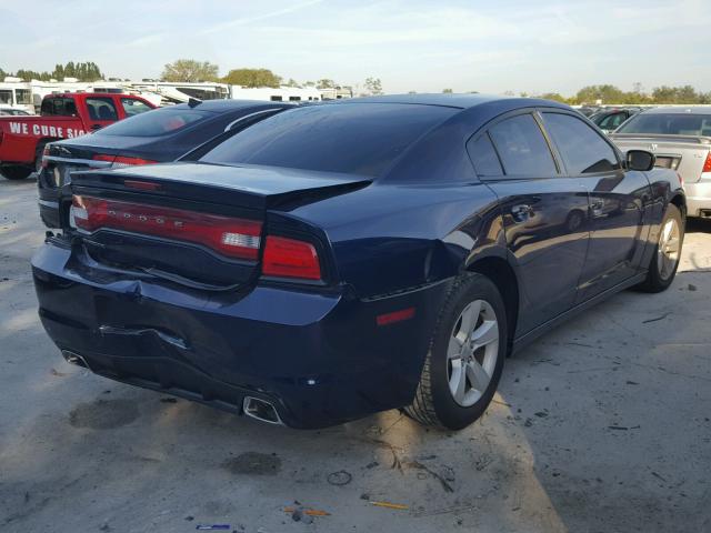 2C3CDXBG1EH315238 - 2014 DODGE CHARGER SE BLUE photo 4