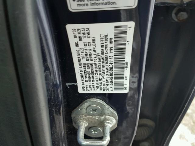 5J6RE48589L041143 - 2009 HONDA CR-V EX ლურჯი ფოტო 10