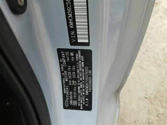 KMHCM36C58U076091 - 2008 HYUNDAI ACCENT GS SILVER photo 10