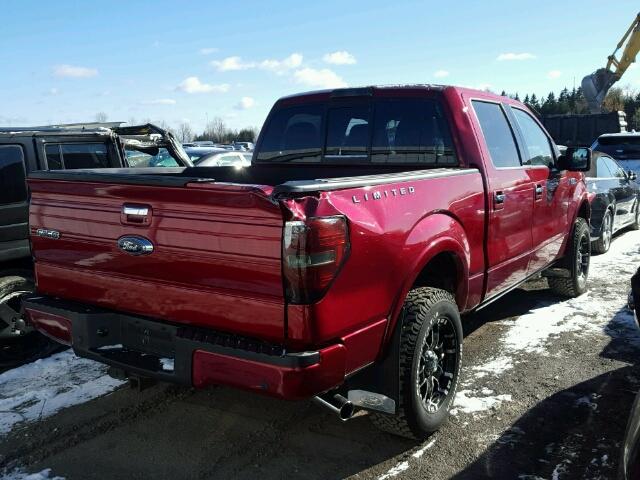 1FTFW1ET6DFD72060 - 2013 FORD F150 SUPER RED photo 4