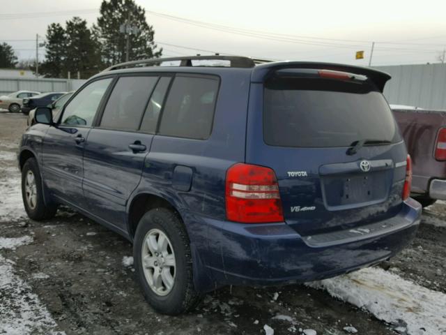 JTEHF21A030153000 - 2003 TOYOTA HIGHLANDER BLUE photo 3