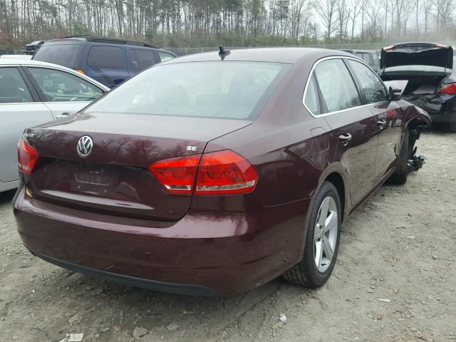 1VWBP7A39EC005402 - 2014 VOLKSWAGEN PASSAT SE MAROON photo 4