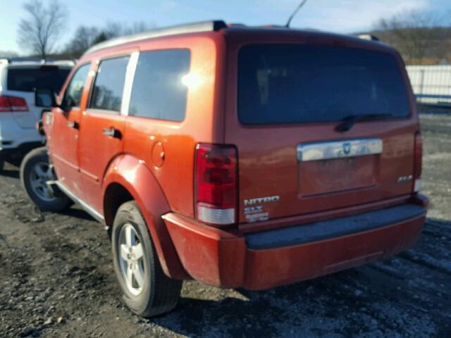 1D8GU58K77W730325 - 2007 DODGE NITRO SLT ORANGE photo 3