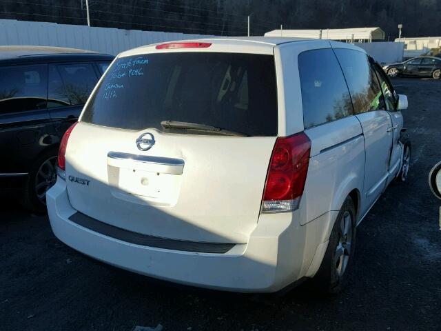 5N1BV28U88N121219 - 2008 NISSAN QUEST S WHITE photo 4