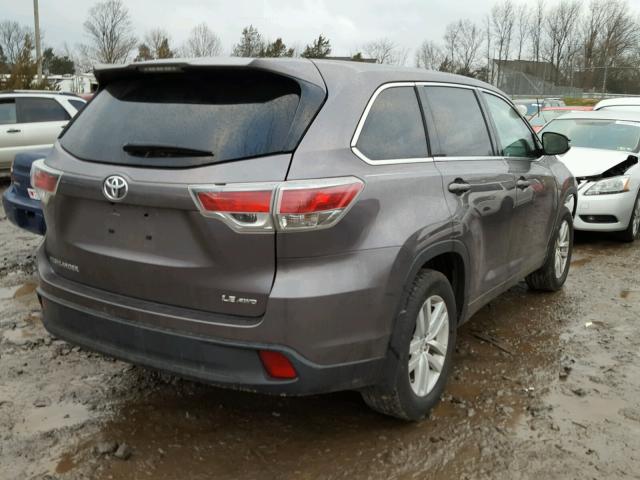 5TDBKRFH5FS073519 - 2015 TOYOTA HIGHLANDER GRAY photo 4