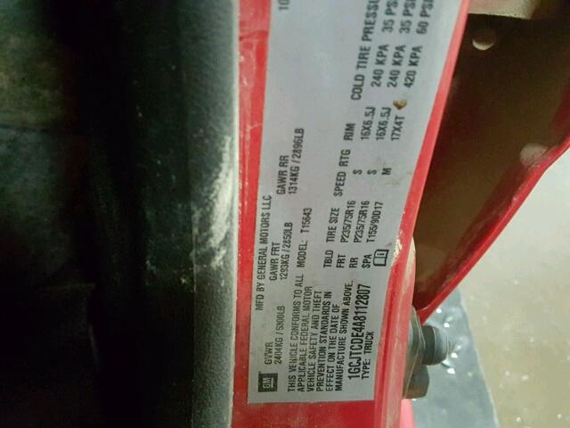 1GCJTCDE4A8112807 - 2010 CHEVROLET COLORADO L RED photo 10