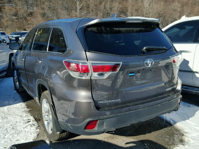 5TDDKRFH0FS186240 - 2015 TOYOTA HIGHLANDER GRAY photo 3