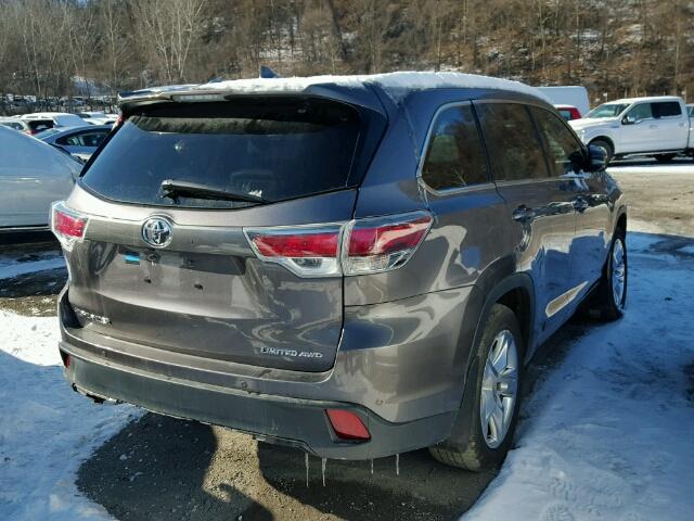 5TDDKRFH0FS186240 - 2015 TOYOTA HIGHLANDER GRAY photo 4