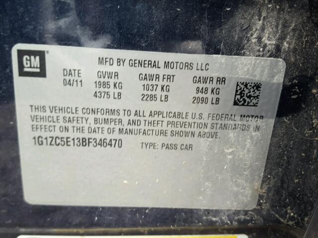 1G1ZC5E13BF346470 - 2011 CHEVROLET MALIBU 1LT 蓝色 照片 10