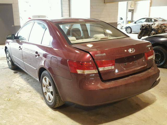 5NPET46C97H227285 - 2007 HYUNDAI SONATA GLS BURGUNDY photo 3