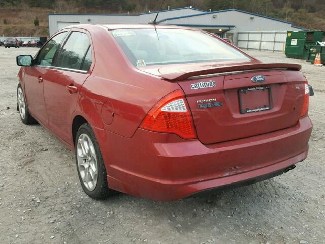 3FAHP0HA2AR248964 - 2010 FORD FUSION SE BURGUNDY photo 3