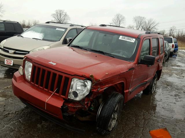 1J8GP28K18W259254 - 2008 JEEP LIBERTY SP RED photo 2