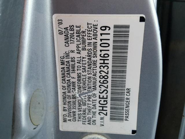 2HGES26823H610119 - 2003 HONDA CIVIC EX 银色 照片 10