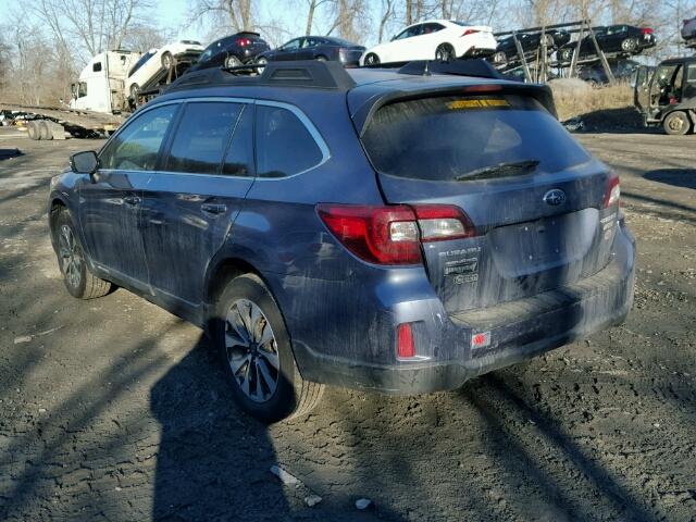 4S4BSANC5G3319619 - 2016 SUBARU OUTBACK 2. BLUE photo 3