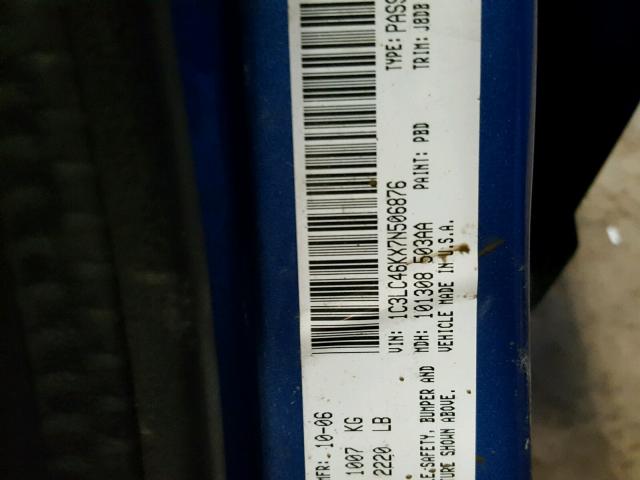 1C3LC46KX7N506876 - 2007 CHRYSLER SEBRING BLUE photo 10