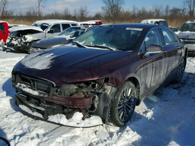 3LN6L5LU2HR602872 - 2017 LINCOLN MKZ HYBRID BURGUNDY photo 2