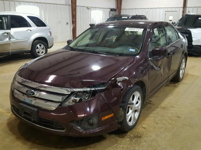 3FAHP0HA7CR435992 - 2012 FORD FUSION SE MAROON photo 2